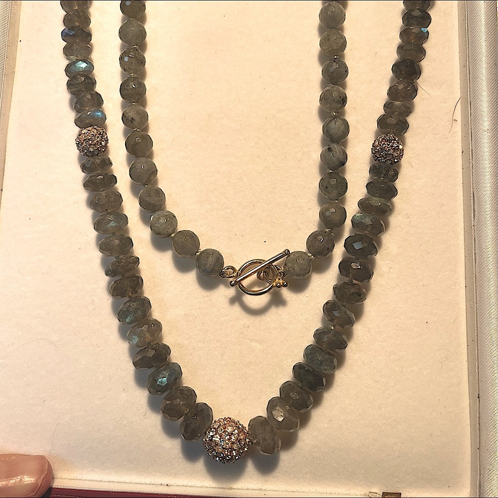 Neiman Marcus Laboradite station necklace.